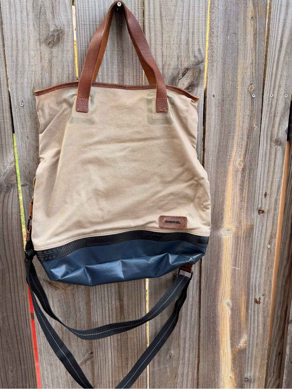 2000's Diesel Canvas Leather Rubber Messenger Tote Bag